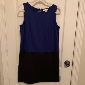 LOFT Color Block Black and Blue Dress Size 6